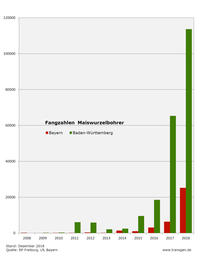Fangzahlen Maiswurzelbohrer in BW und BY 2018 Fangzahlen Maiswurzelbohrer in BW und BY 2018