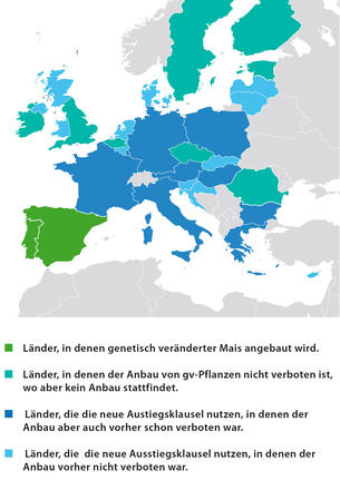 EU Karte zum Anbau von gentechnisch veränderten Pflanzen in Europa, Ausstiegsklausel EU Karte zum Anbau von gentechnisch veränderten Pflanzen in Europa, Ausstiegsklausel