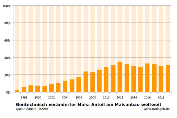 Anteil gv-Mais weltweit, Stand 2019