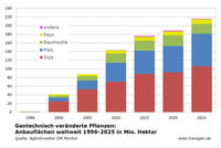 GVO-Anbau global nach Pflanzen 2025 GVO-Anbau global nach Pflanzen 2025